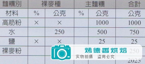 天然酵母纯化与培养之烘焙计算