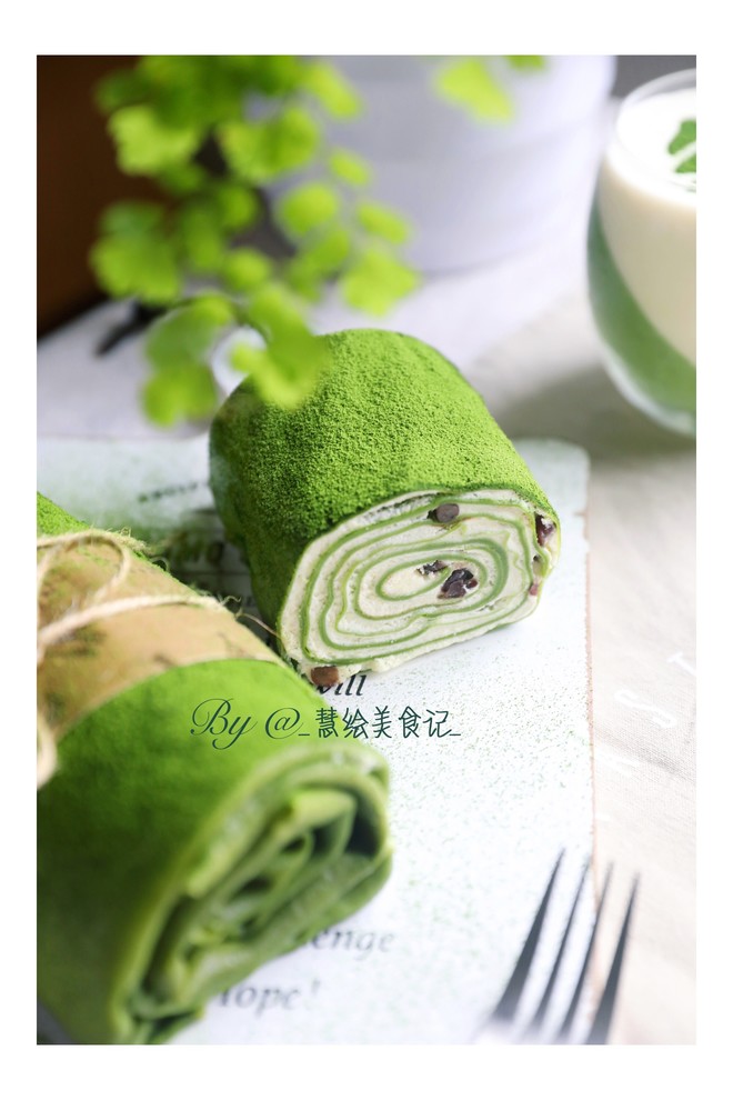 抹茶红豆毛巾卷  制作方法