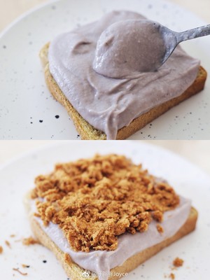 芋泥肉松吐司 制作方法