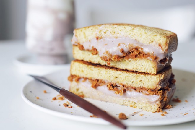 芋泥肉松吐司 制作方法